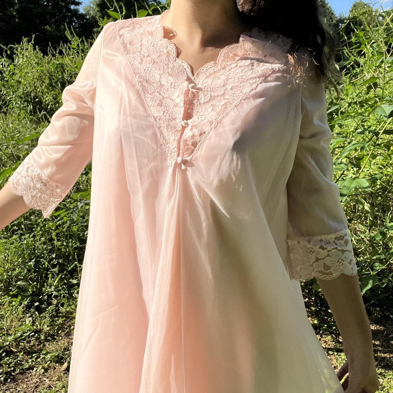 1950s Pale Pink Nylon Peignoir Set 50s Depop