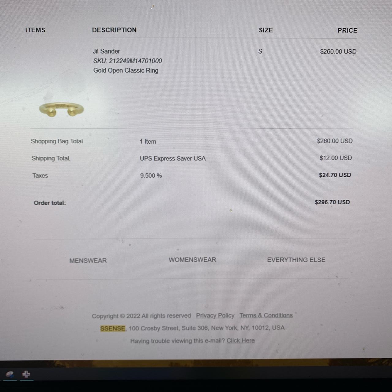 Jil Sander Men's Gold Jewellery Depop