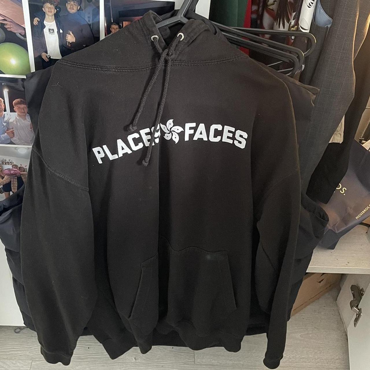 Places faces Hong Kong all black hoodie in size. Depop