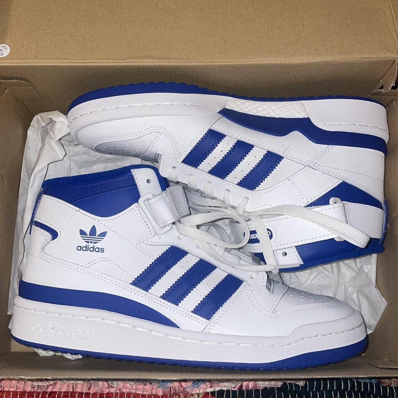 Adidas Forum Mid Shoes - Cloud White/ Royal Blue... - Depop