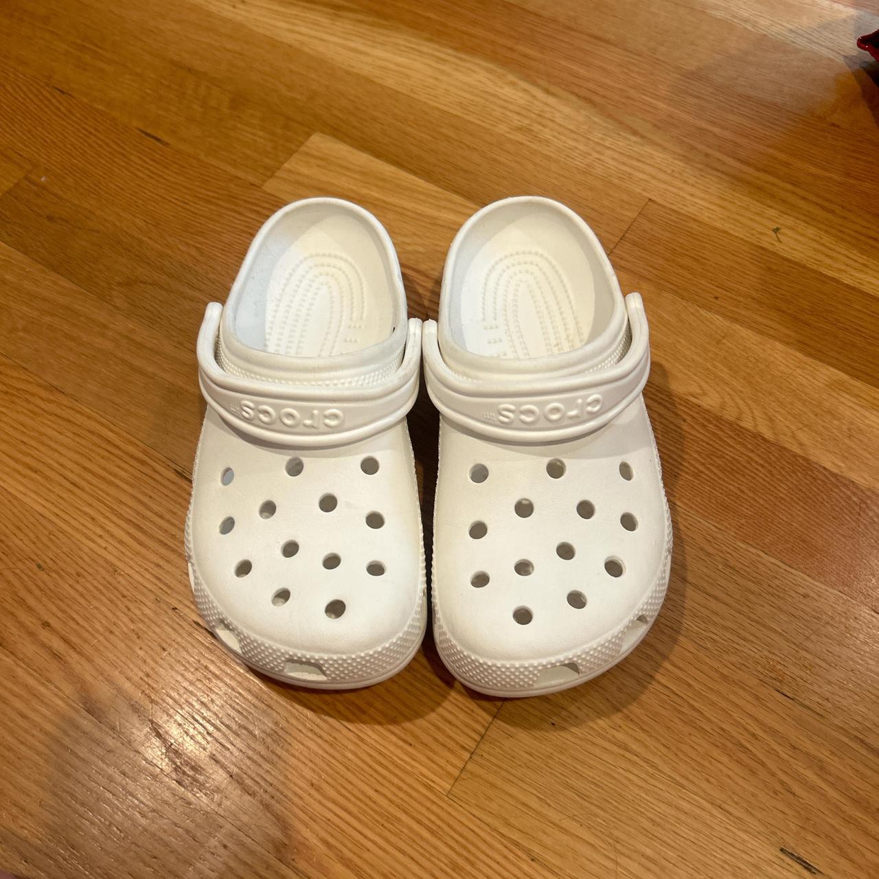 white crocs size 6 kids #trendy #kids #shoes... - Depop