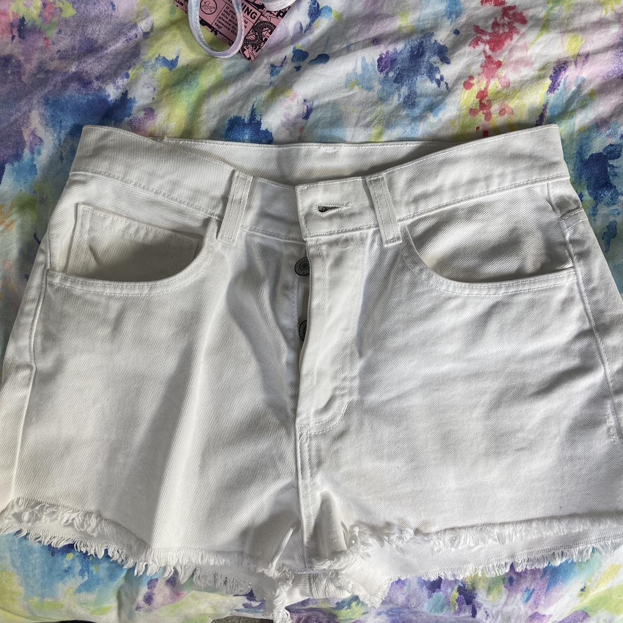 White brandy melville denim shorts Basically new Depop