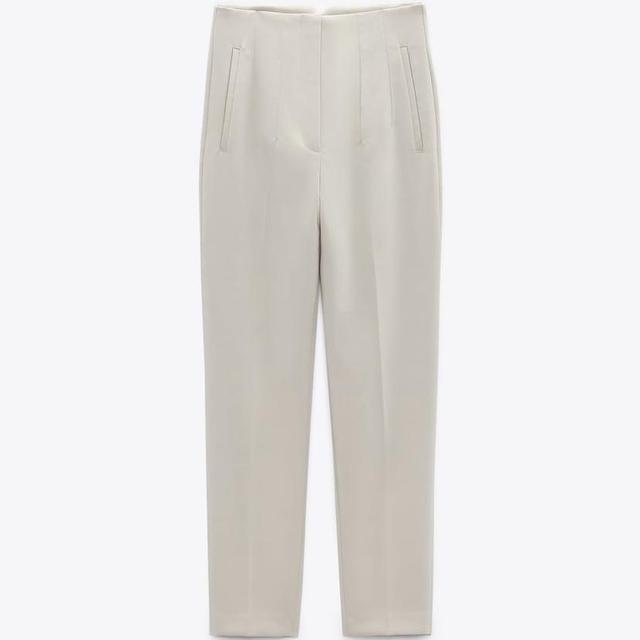 Zara High Waist Pants Oyster White Size S, Women's Fashion, Bottoms, Other  Bottoms on Carousell