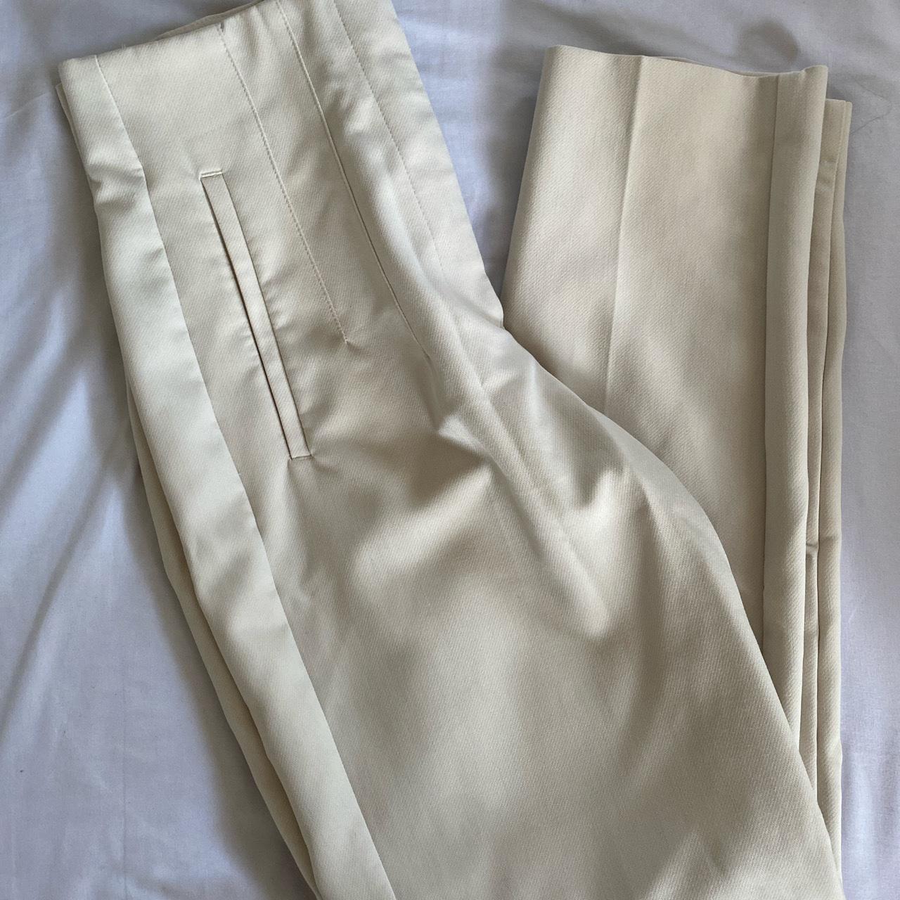 Zara high waisted pants in oyster white size: - Depop