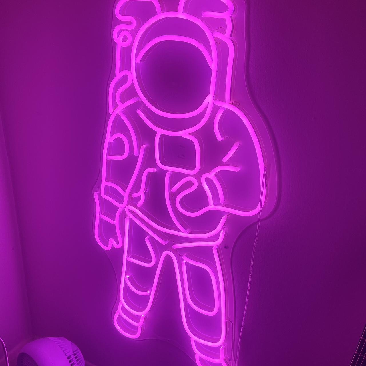 Pink astronaut neon light. Over 1m tall, Very bright... - Depop