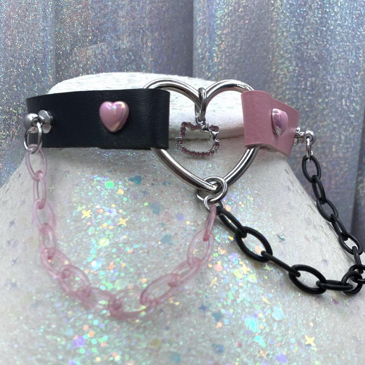 Pastel Goth Split Chain Hello Kitty Collar 🎀🖤 ★ Faux... - Depop