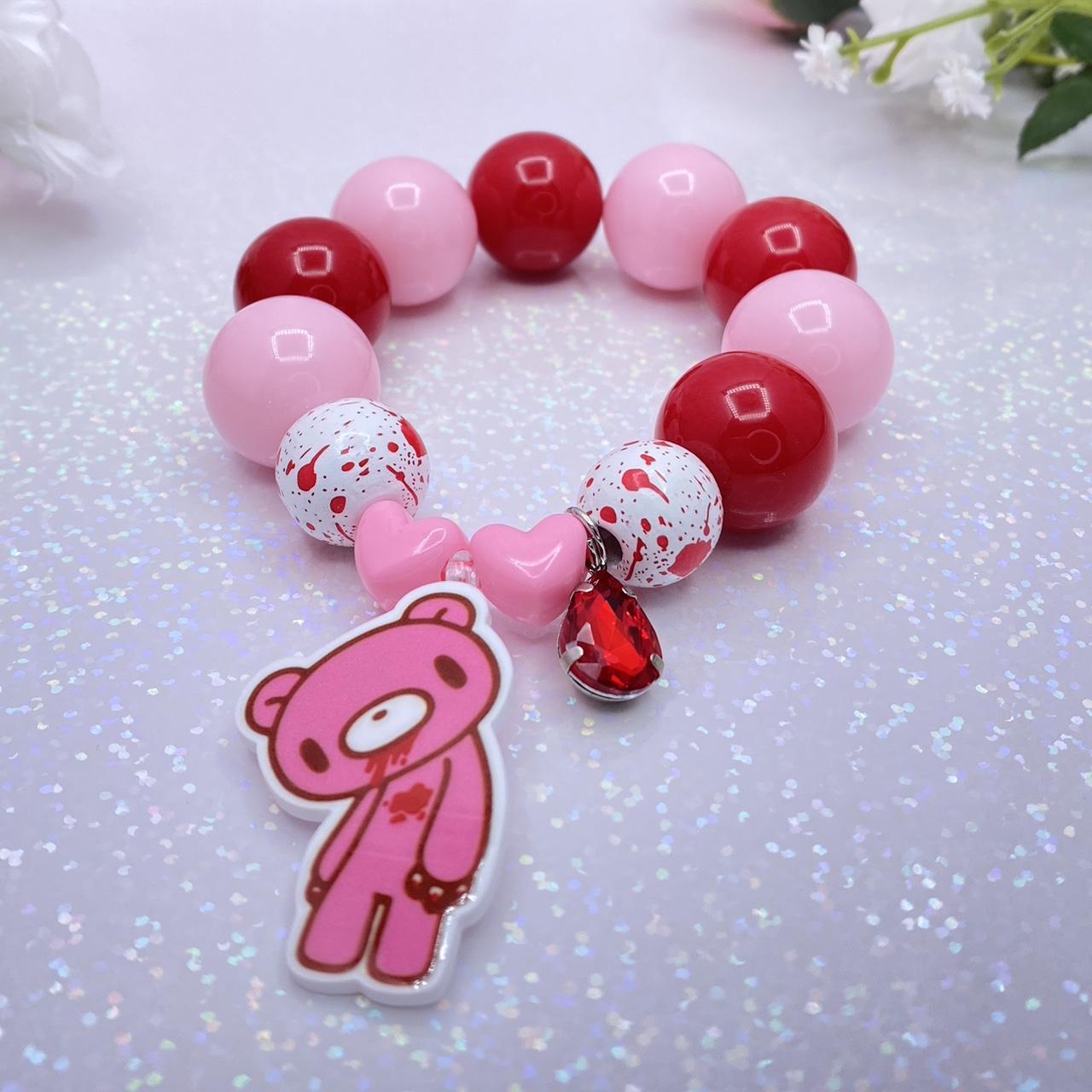 Colorful Children's Beaded Bracelet Gumball Pink