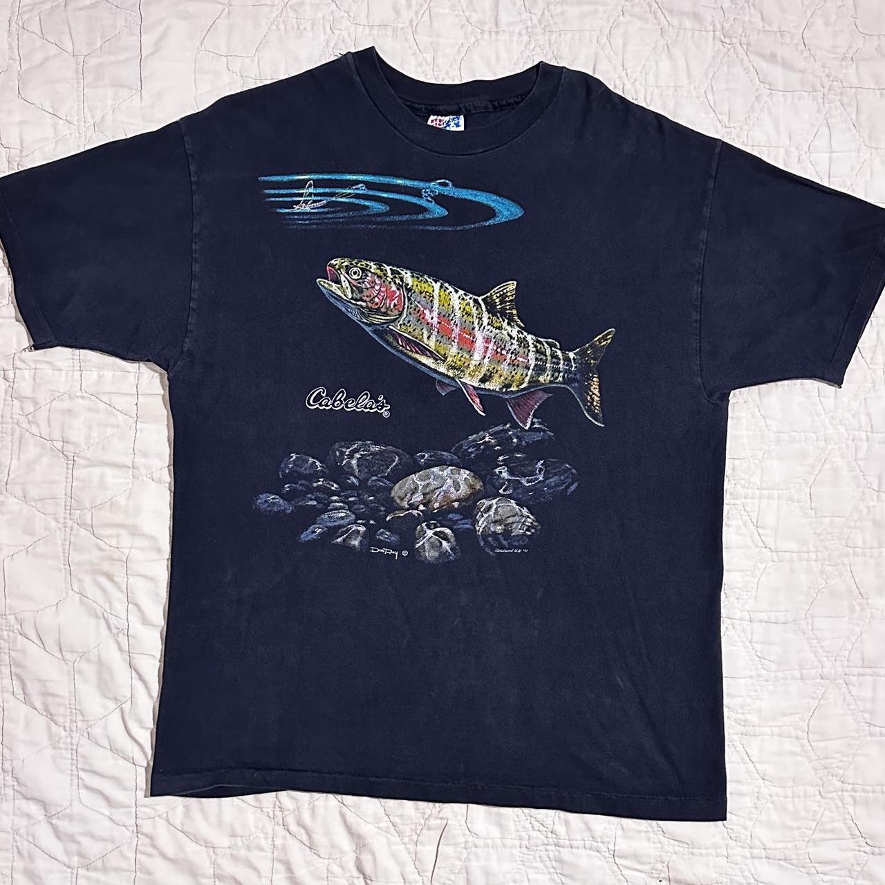 Cabela's Rainbow Trout Shirt Sz XL 1991 Don Ray - Depop