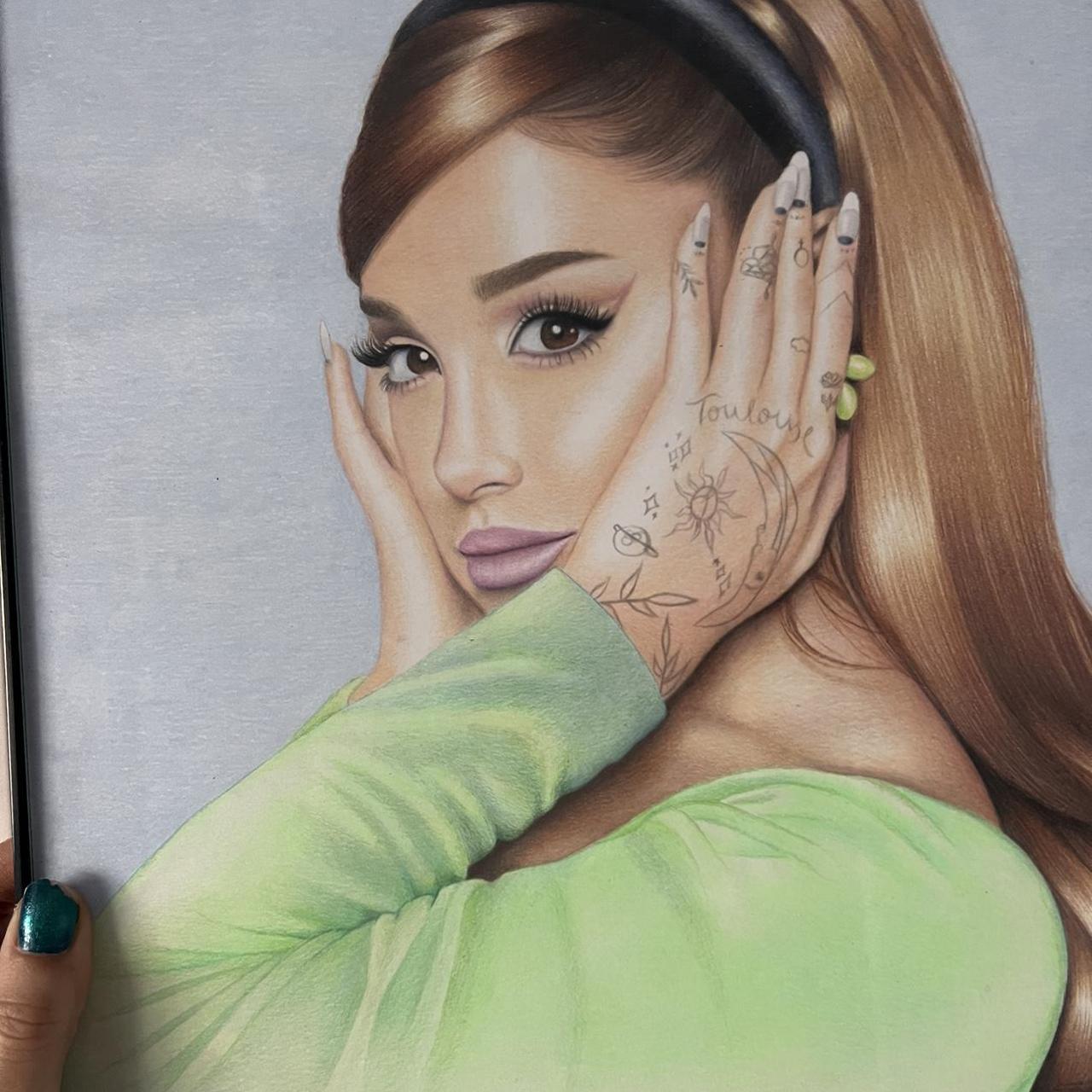 Ariana Grande original colored pencil hand drawn... - Depop