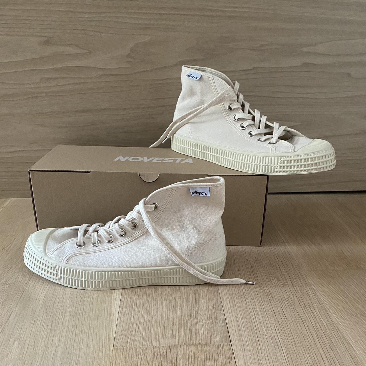 Novesta Men's White and Cream Trainers | Depop