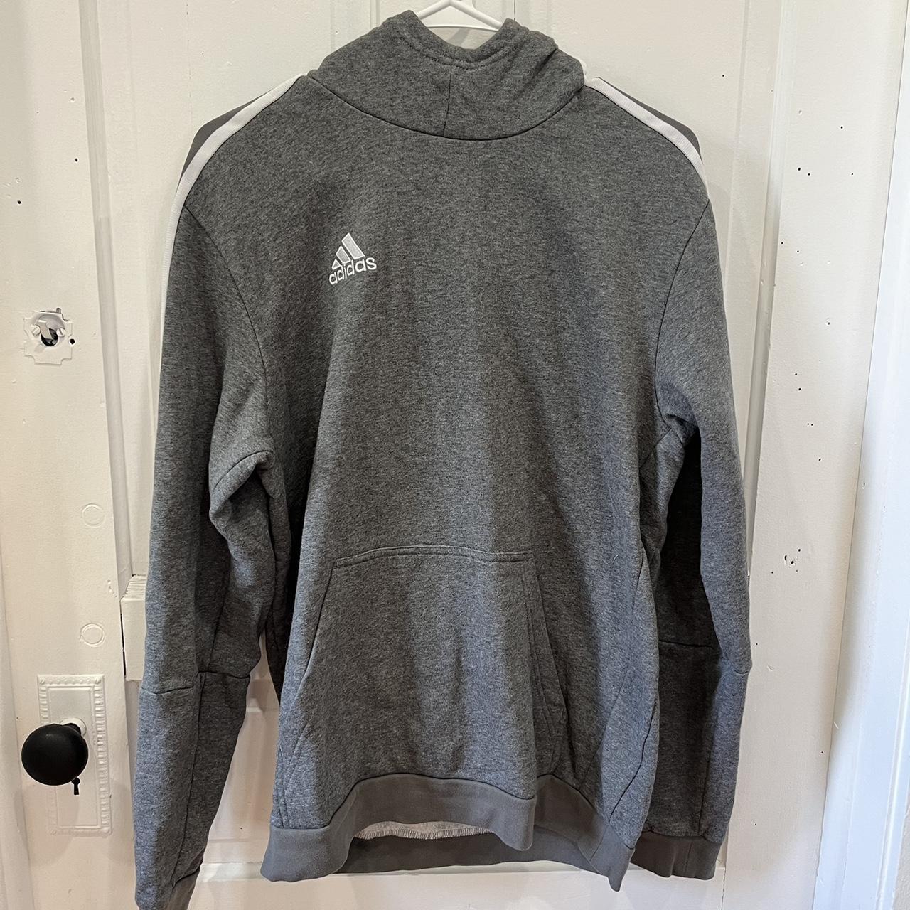 adidas grey and white cowl neck hoodie size medium. Depop