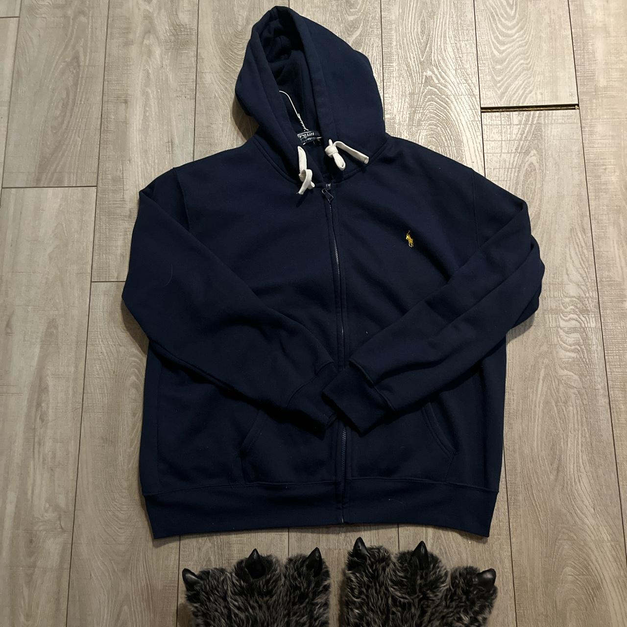 Blue Polo jacket with yellow polo logo Still looks... - Depop