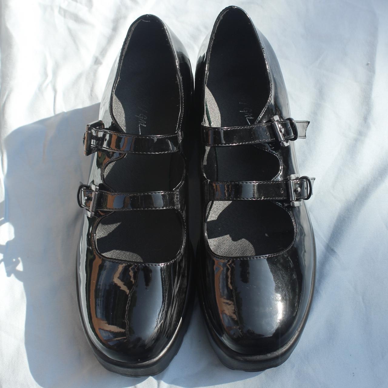 glossy black platform mary janes