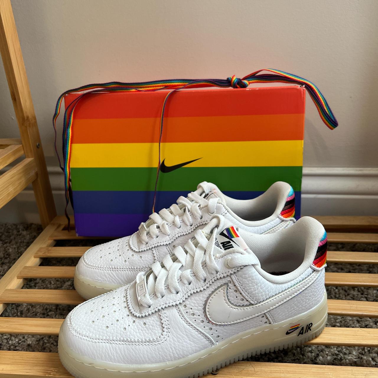 Nike white pride sneakers with original box and