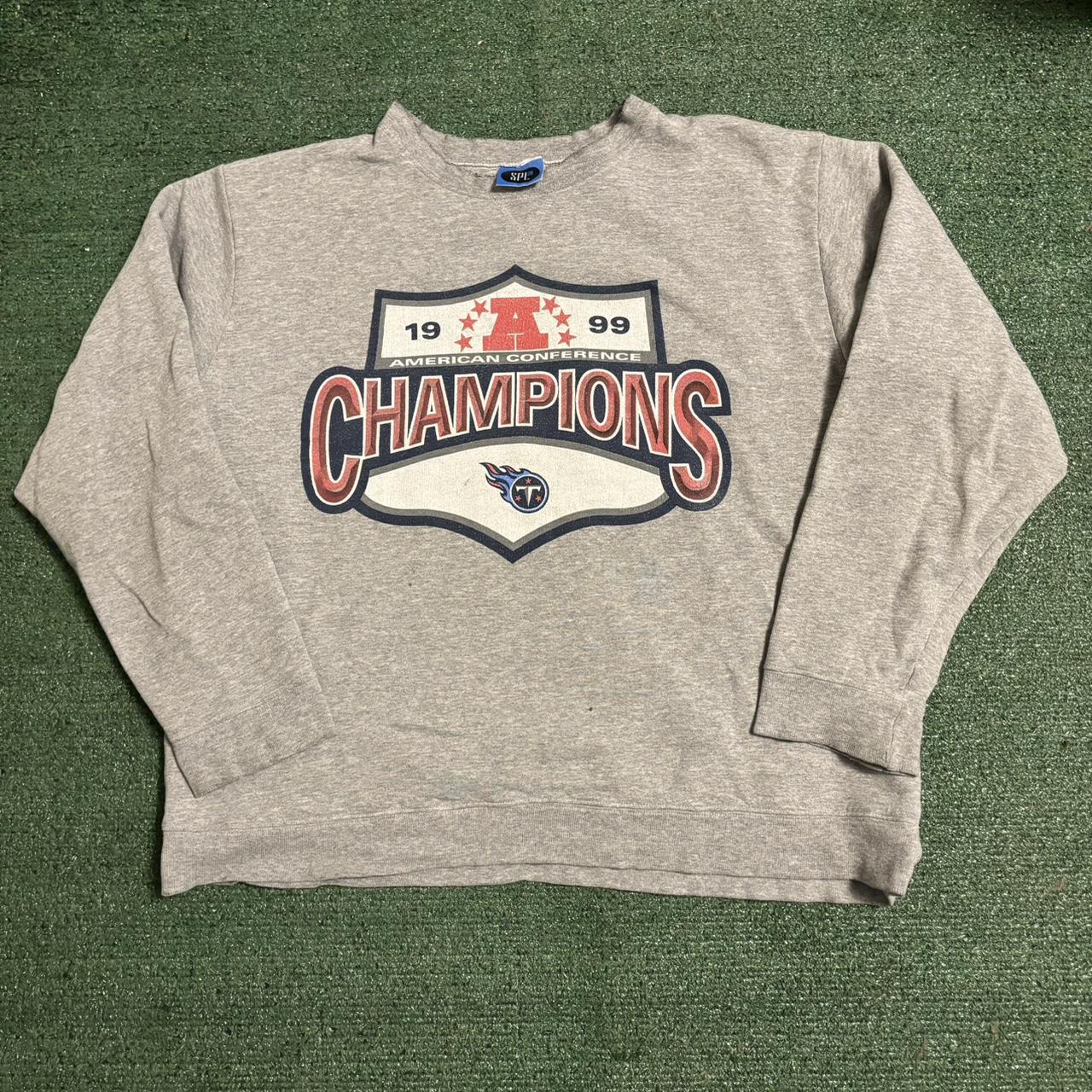 1999 Titans AFC Champions Sweatshirt No size on tag... - Depop 1999 Titans AFC Champions Sweatshirt No size on tag... - Depop