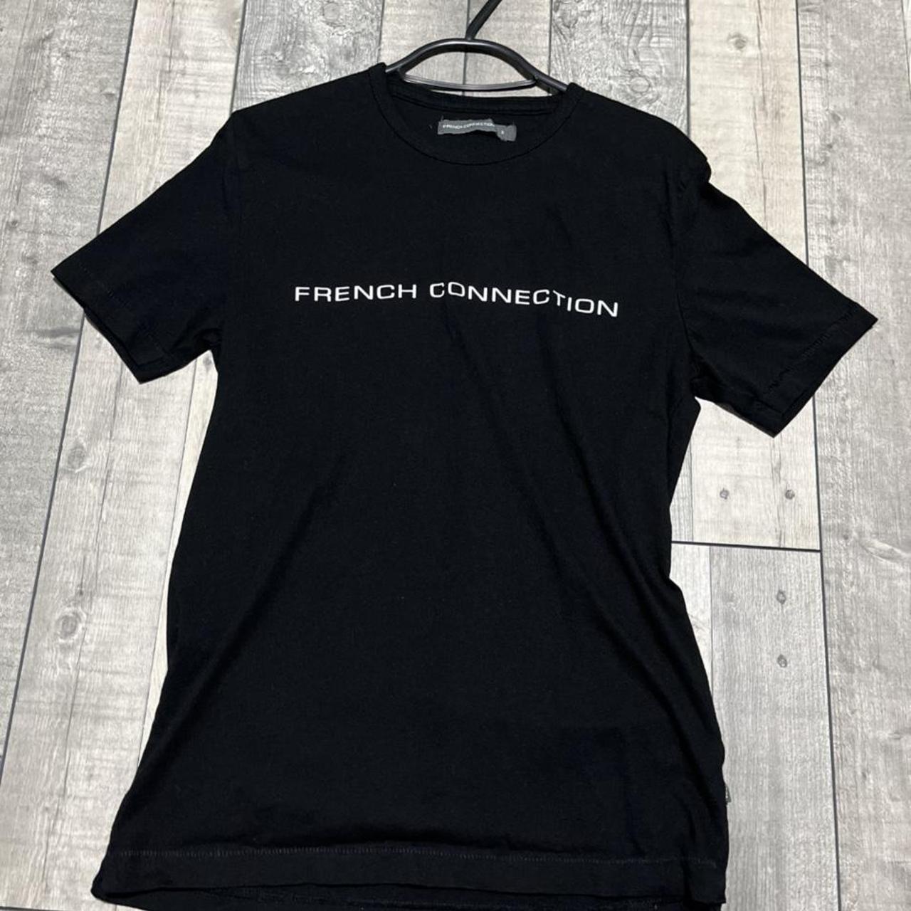 French Connection Men's Black and White Tshirt Depop