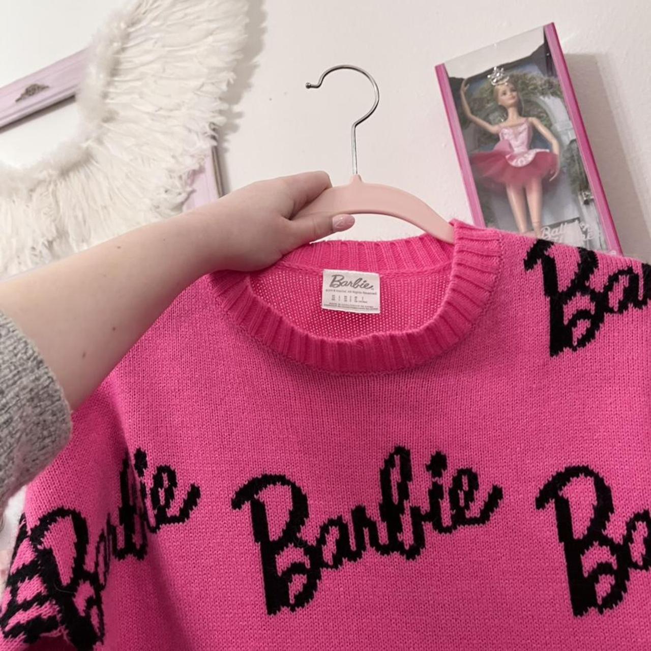 Barbie Women's Pink Jumper | Depop