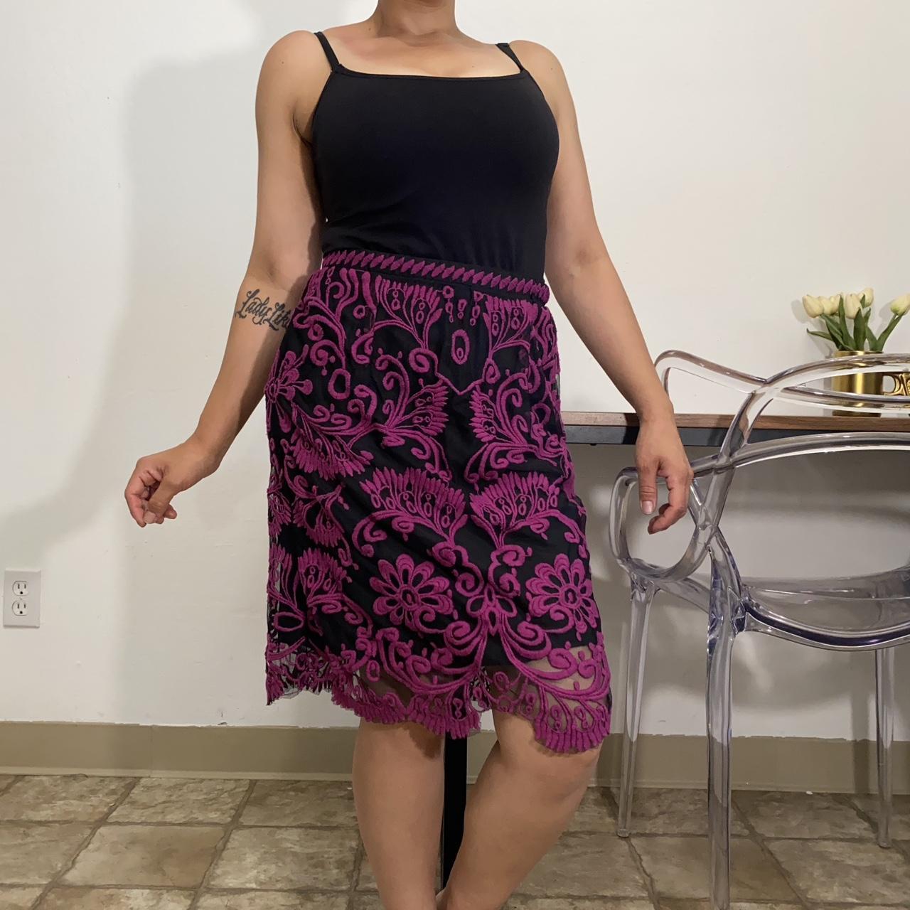 Embroidery Vintage Mesh Long Skirt