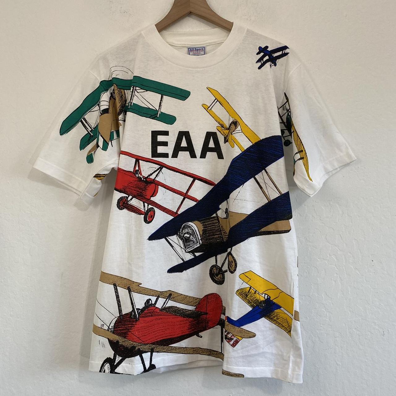Mens Vintage EAA Bi Planes Airplanes All Over Print T Shirt Size
