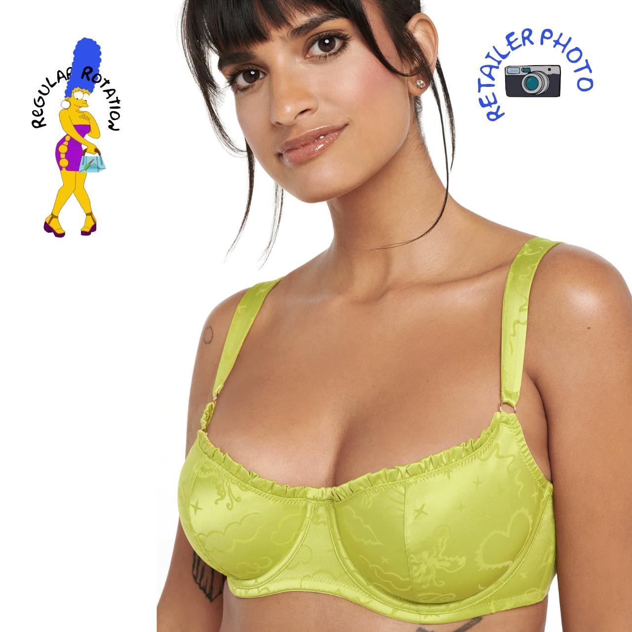 Savage X Fenty Women S Yellow And Green Bra Depop