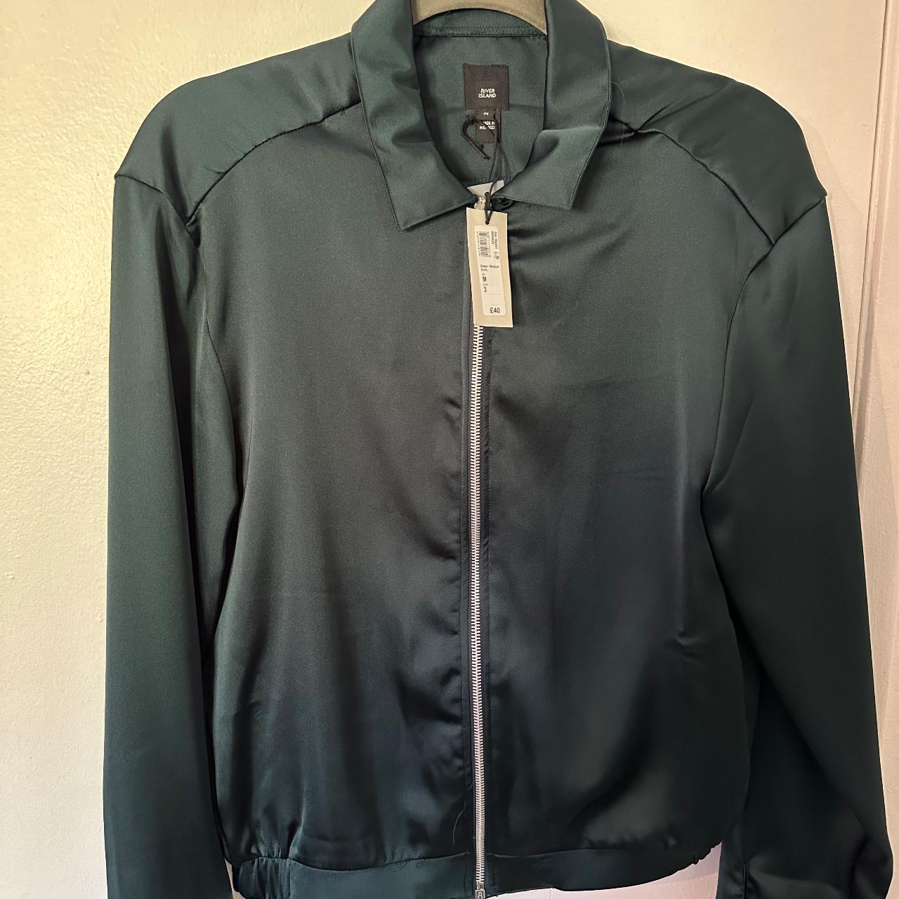 River Island Green Silk-like Jacket - Depop