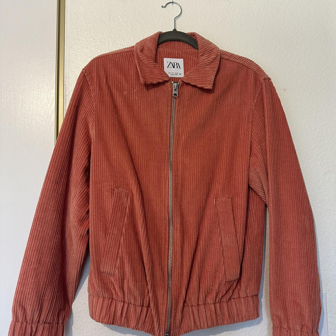 Zara coral corduroy zip jacket men's small