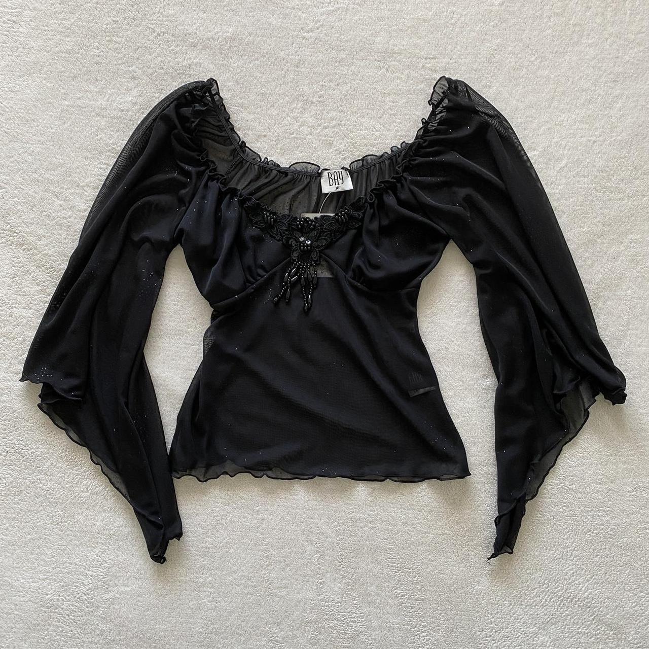 Vintage Whimisgoth Top Style – Beautiful Black Boho... - Depop