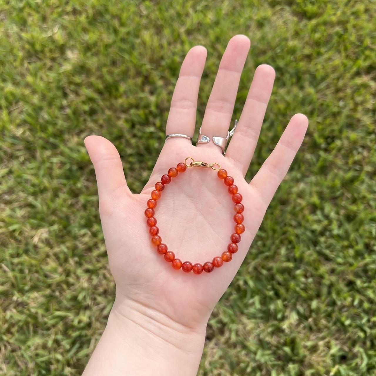 🔥handmade red/orange crystal bracelet 🔥 handmade... Depop