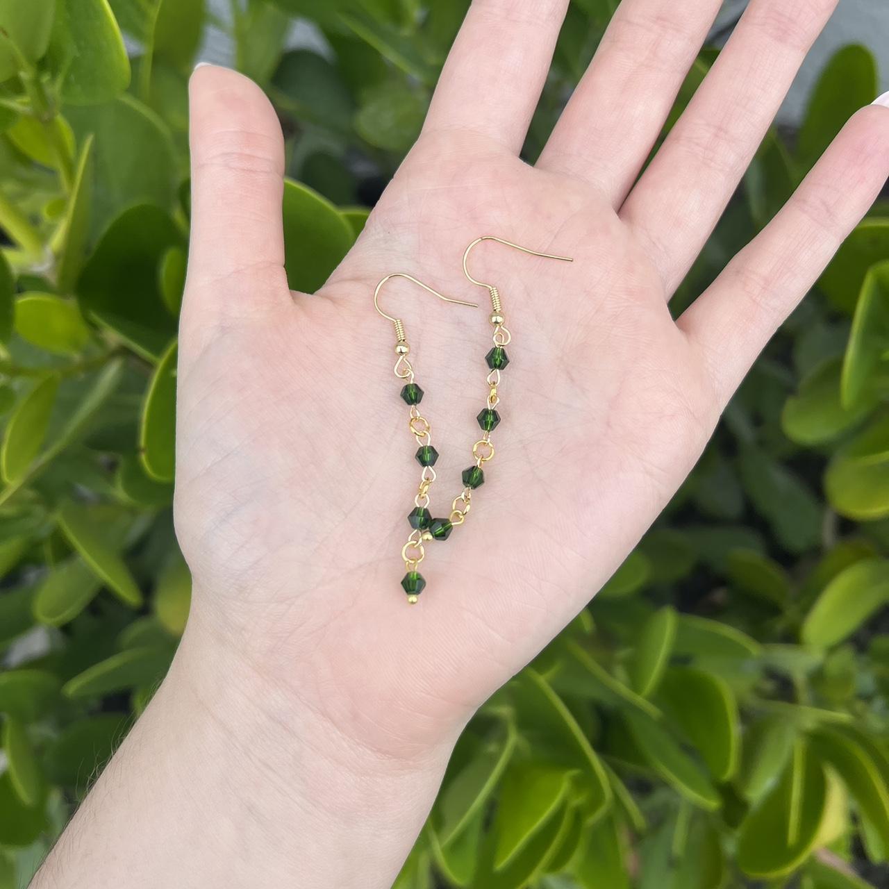 🌱 elegant handmade emerald green and gold... - Depop