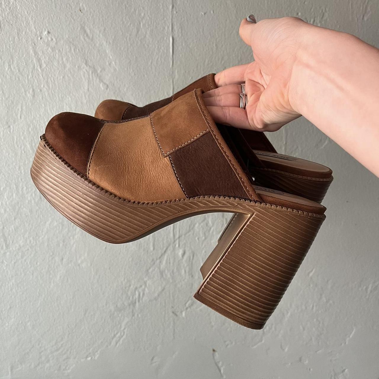 lightly used steve madden patchwork clog. the... Depop