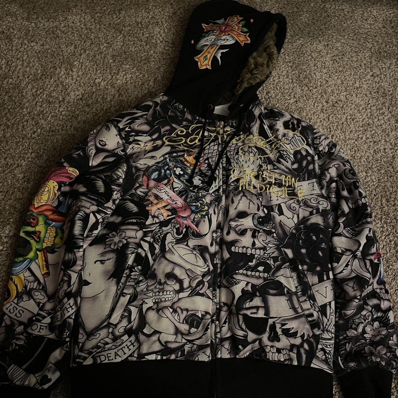ED HARDY FUR ZIP UP 🐾🐾🐾 🚫DM ME BEFORE PURCHASE to... - Depop