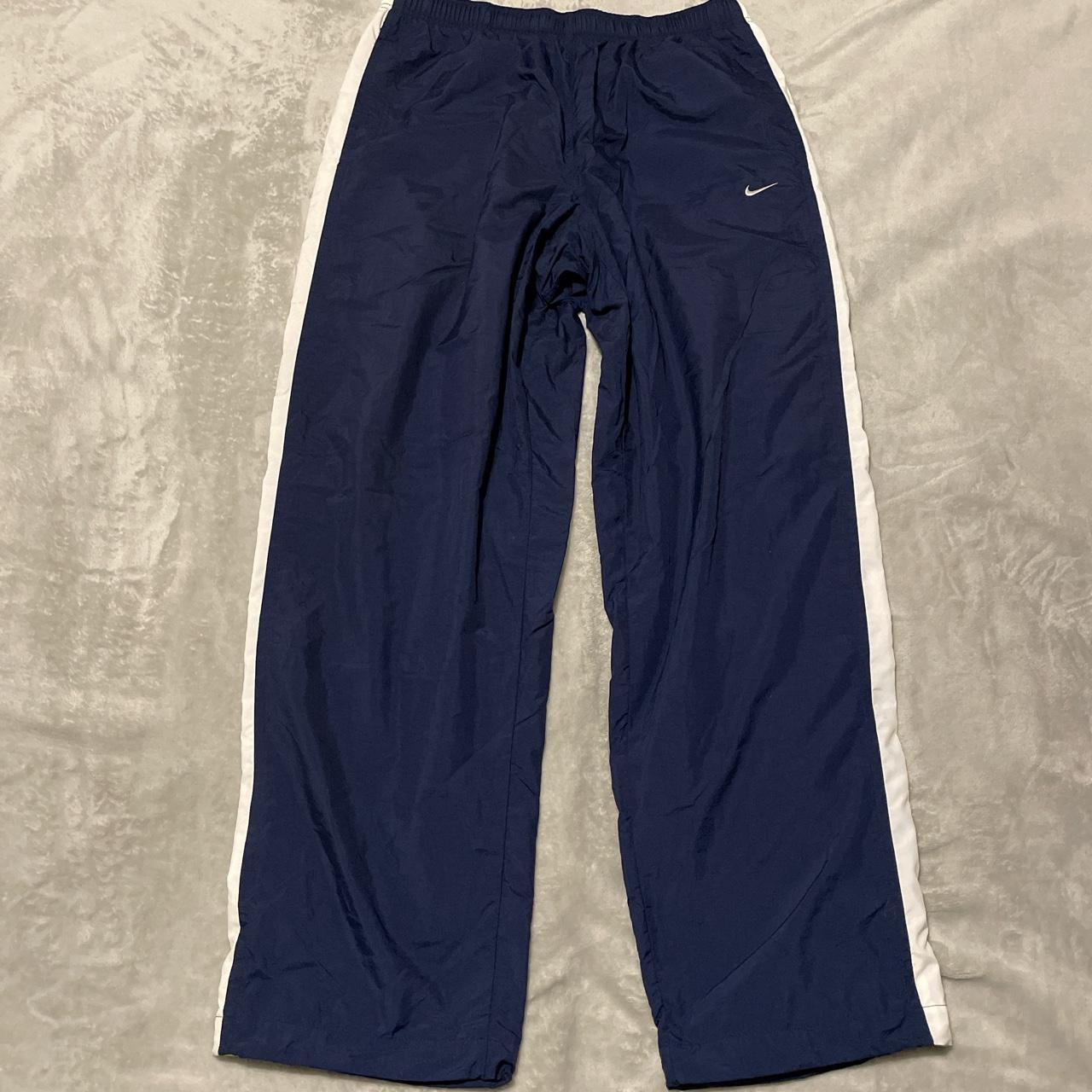 Blue Nike Nylon Tracksuit Bottoms Scally Size... - Depop