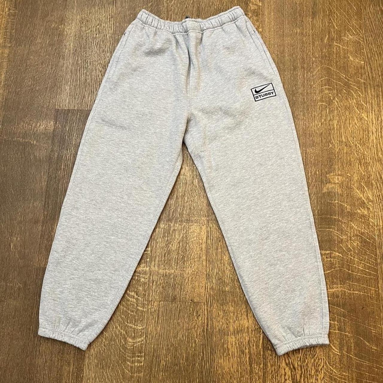 nike stussy grey joggers Size M super comfy good all... - Depop