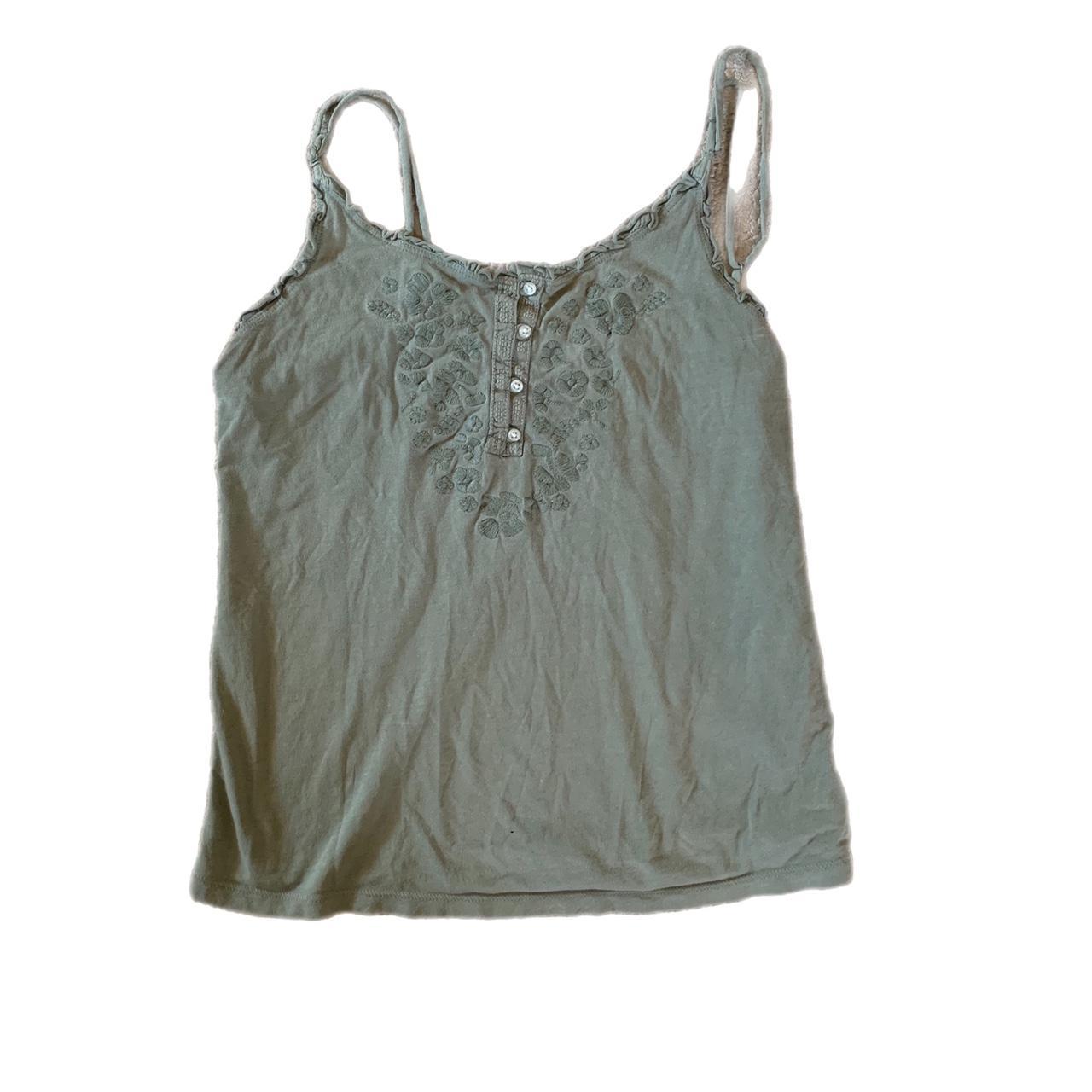 !! olive green embroidered tank !! cute tank top,... - Depop