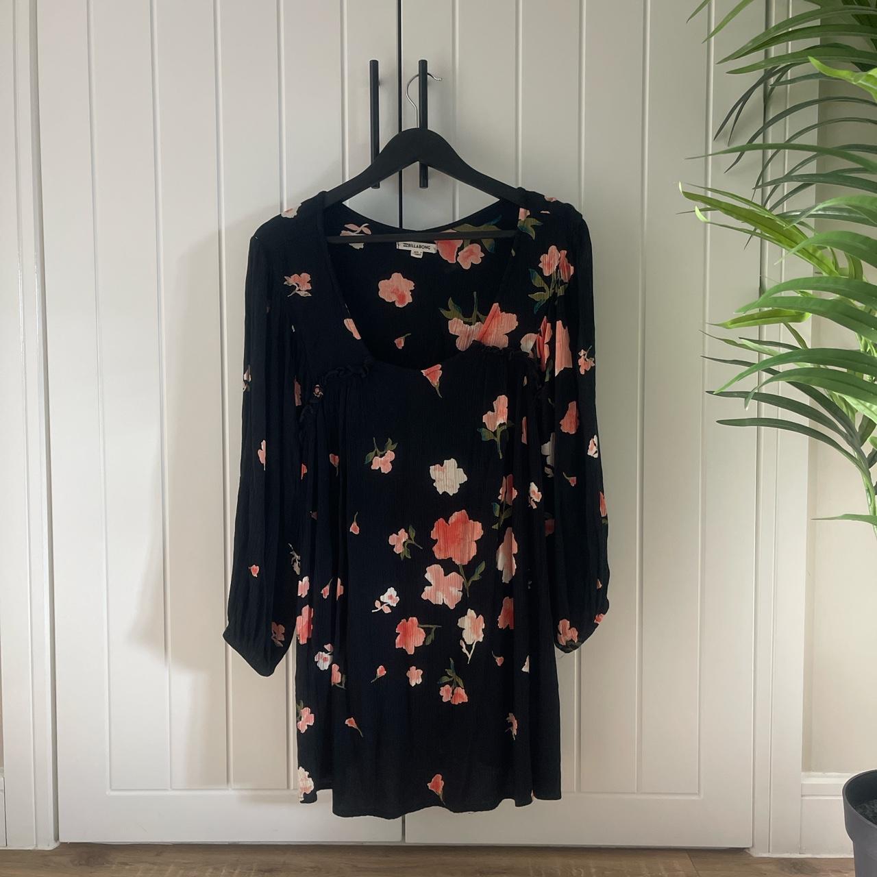 Billabong Black Floral Dress Black peach off