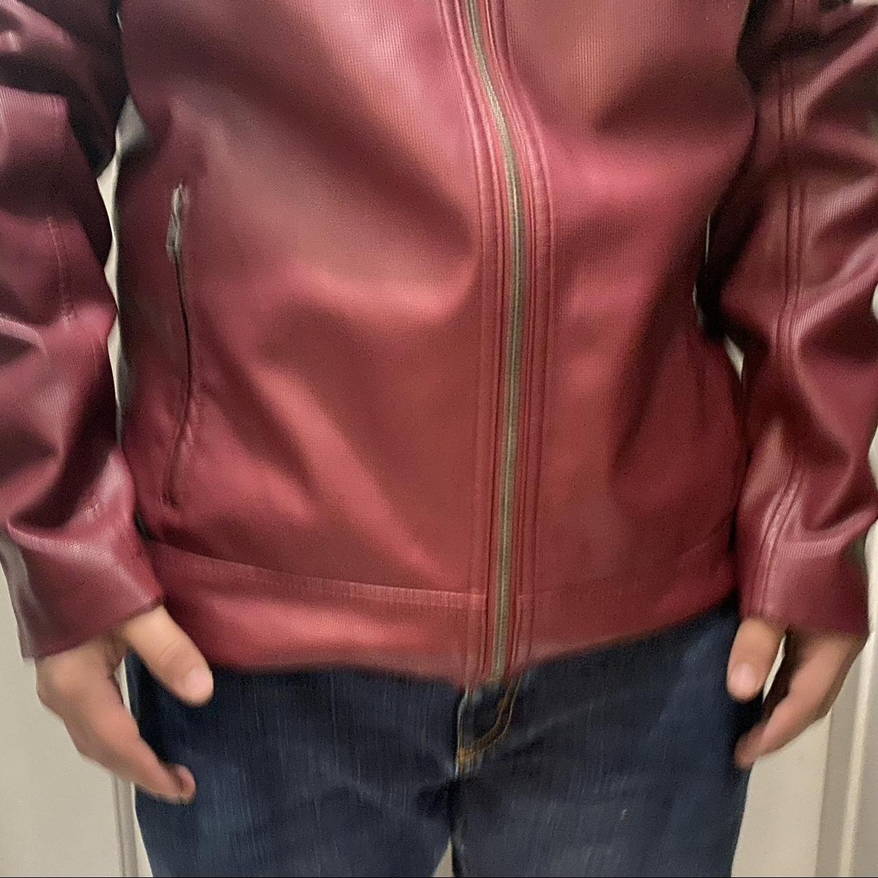 Red leather guess jacket online