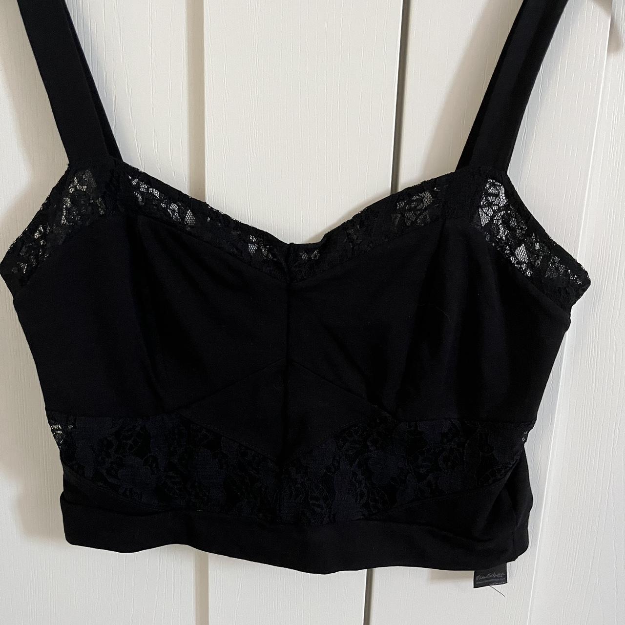 Miss Selfridge Black Crop Top Lace Detail Uk Size 10 Depop