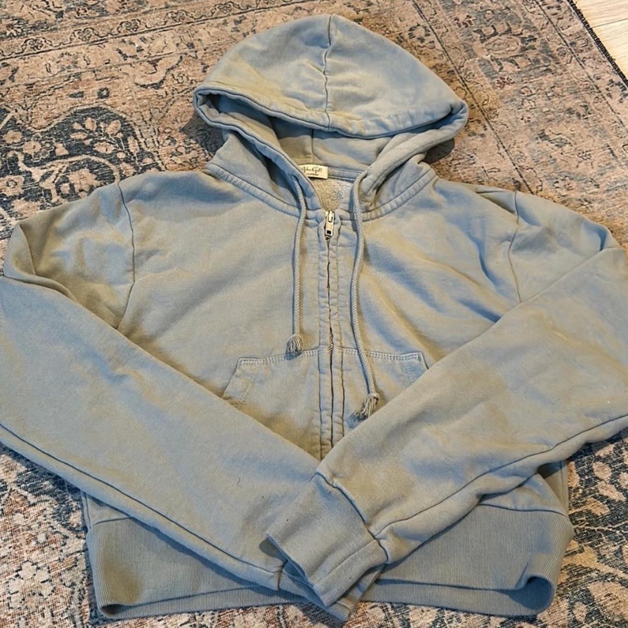 Brandy Melville green cropped zip up never worn... Depop