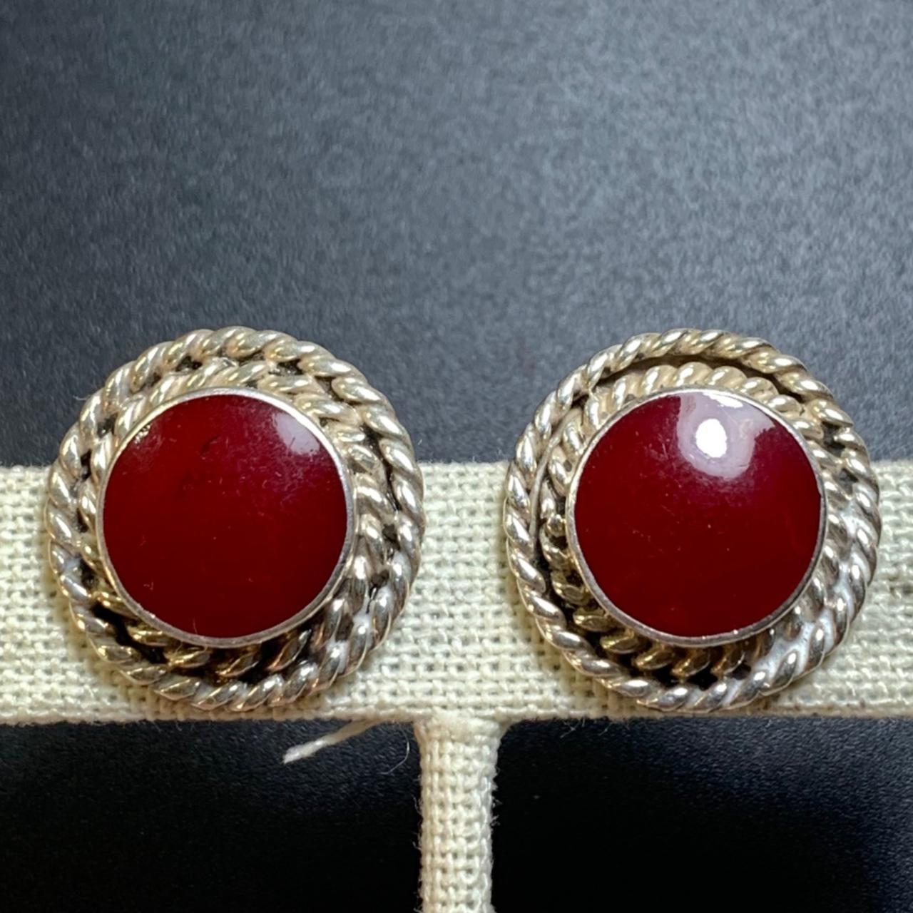 Vintage Sterling Silver 925 Red Earrings offers