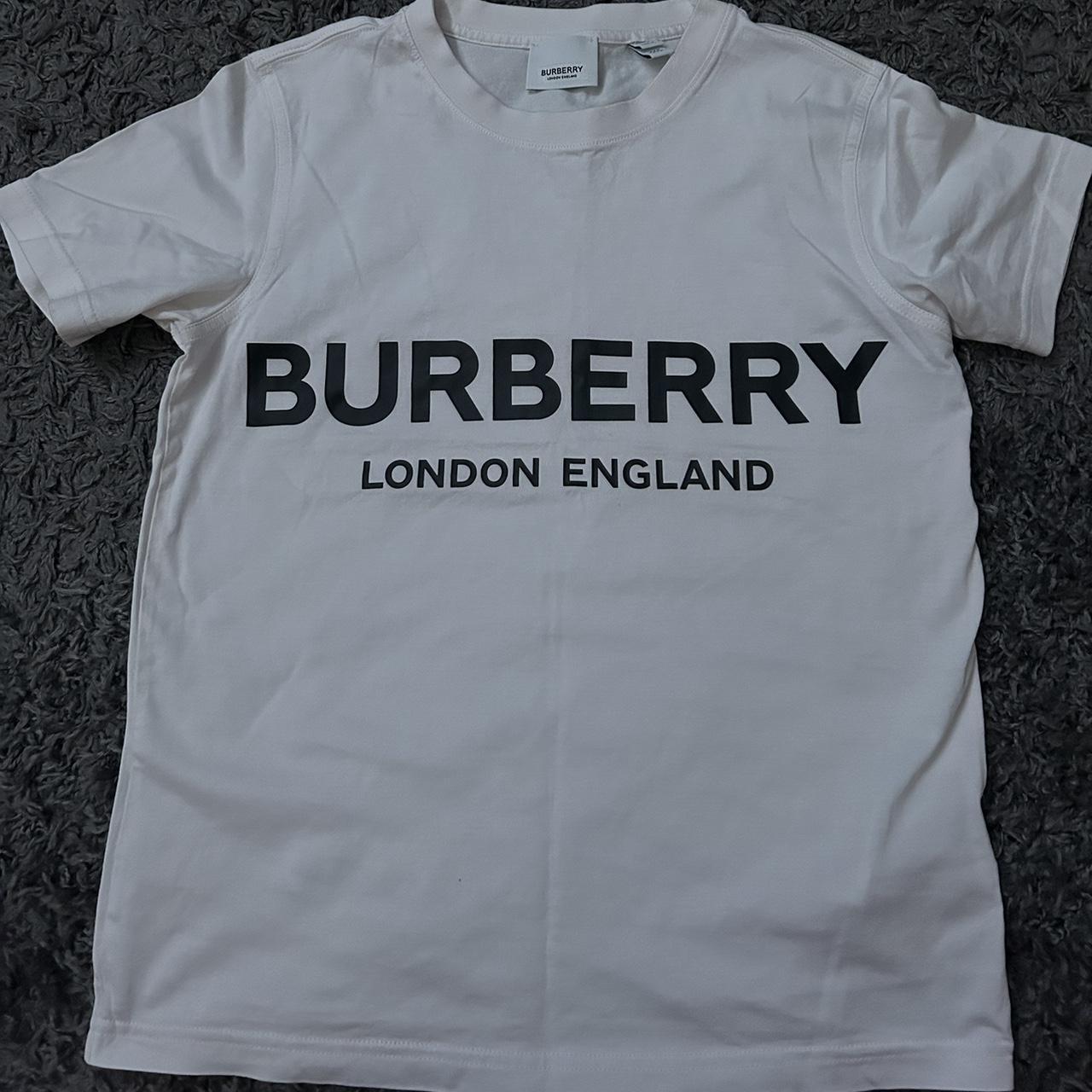 Burberry Women's White and Black Shirt | Depop