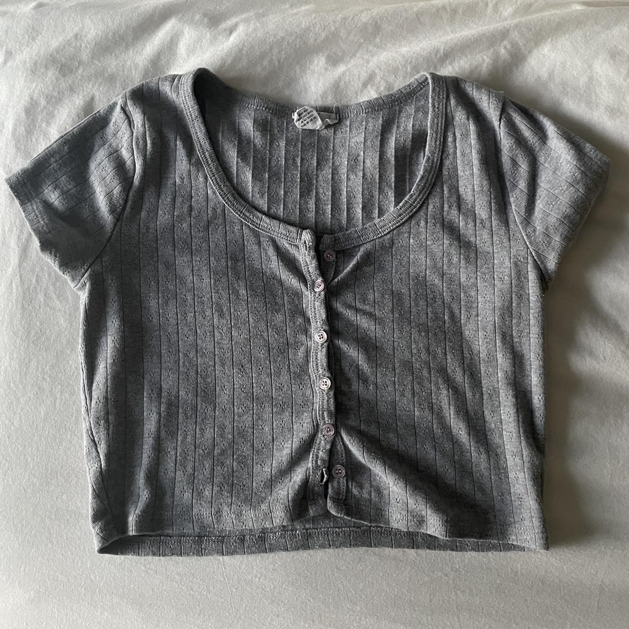 grey baby tee, reminds me of brandy !... Depop