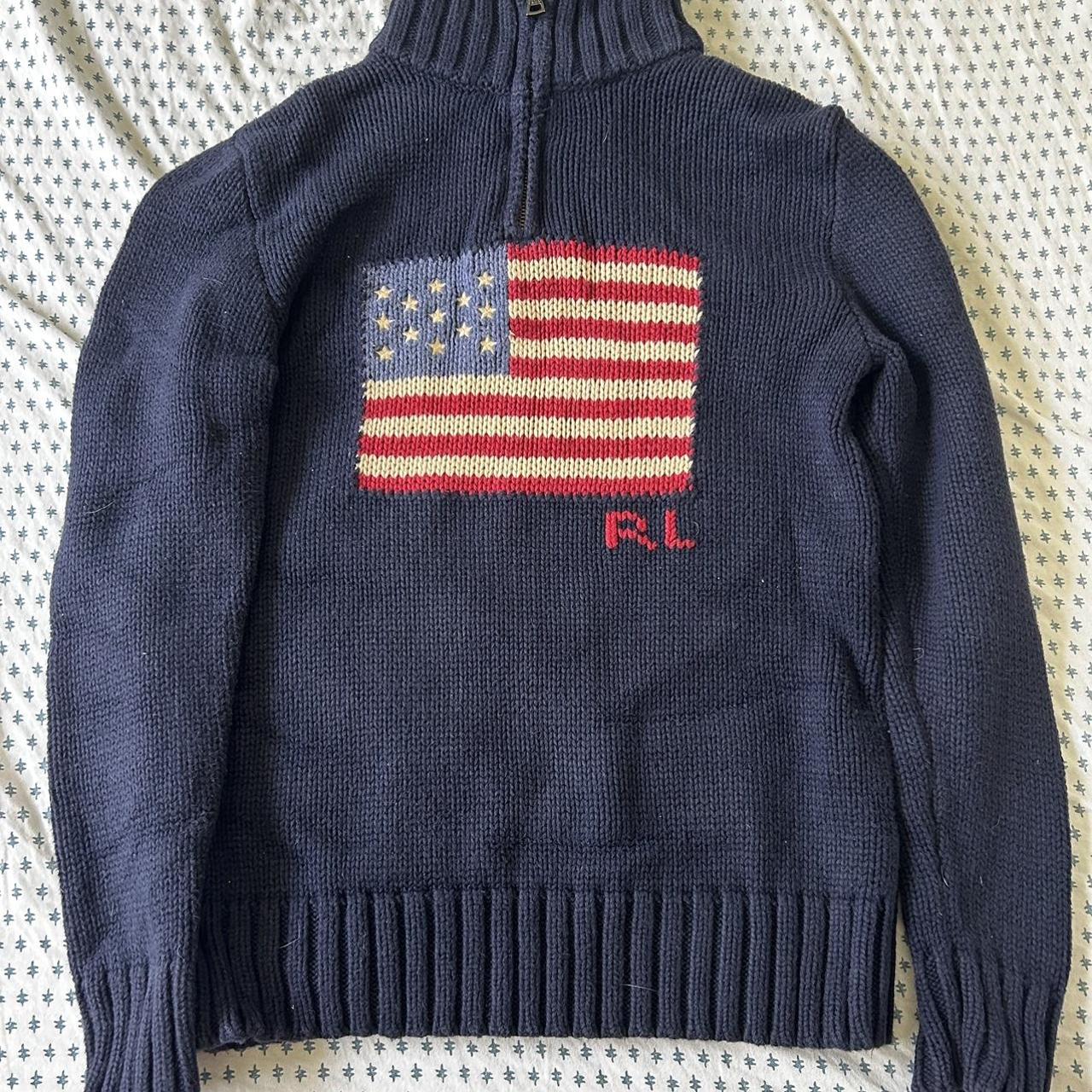 Polo Ralph Lauren USA Flag 1/4 zip sweater for kids.... - Depop