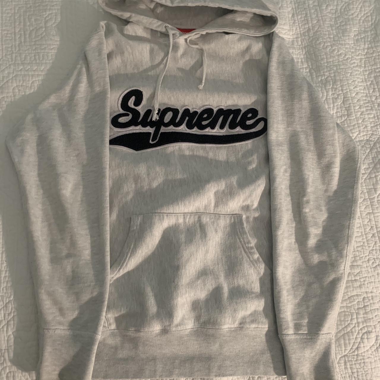 Grey supreme hoodie - Depop