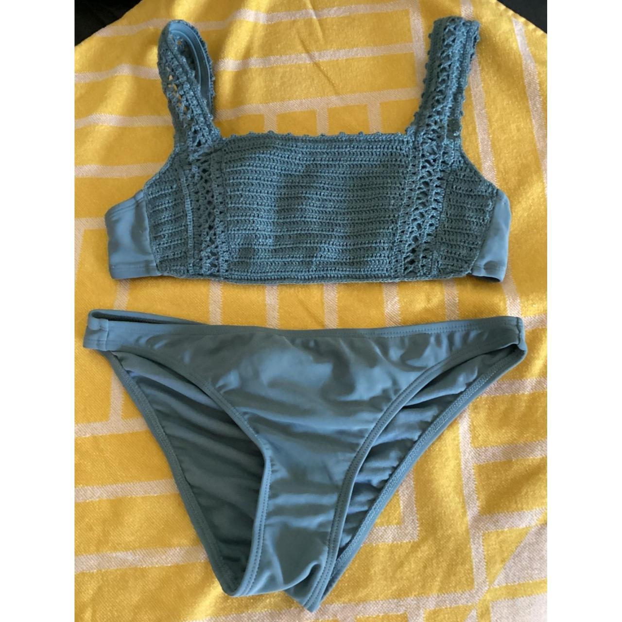 This stylish boho chic bikini set in teal features a... - Depop