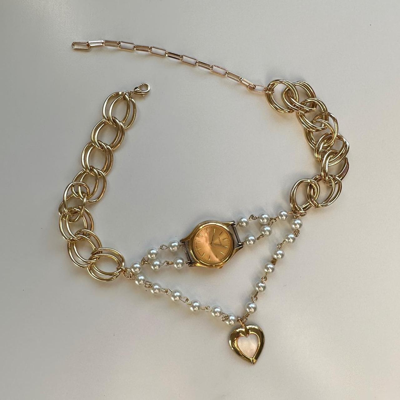 Vintage Pulsar Watch Choker Heart Gold Tone Pendant ... - Depop