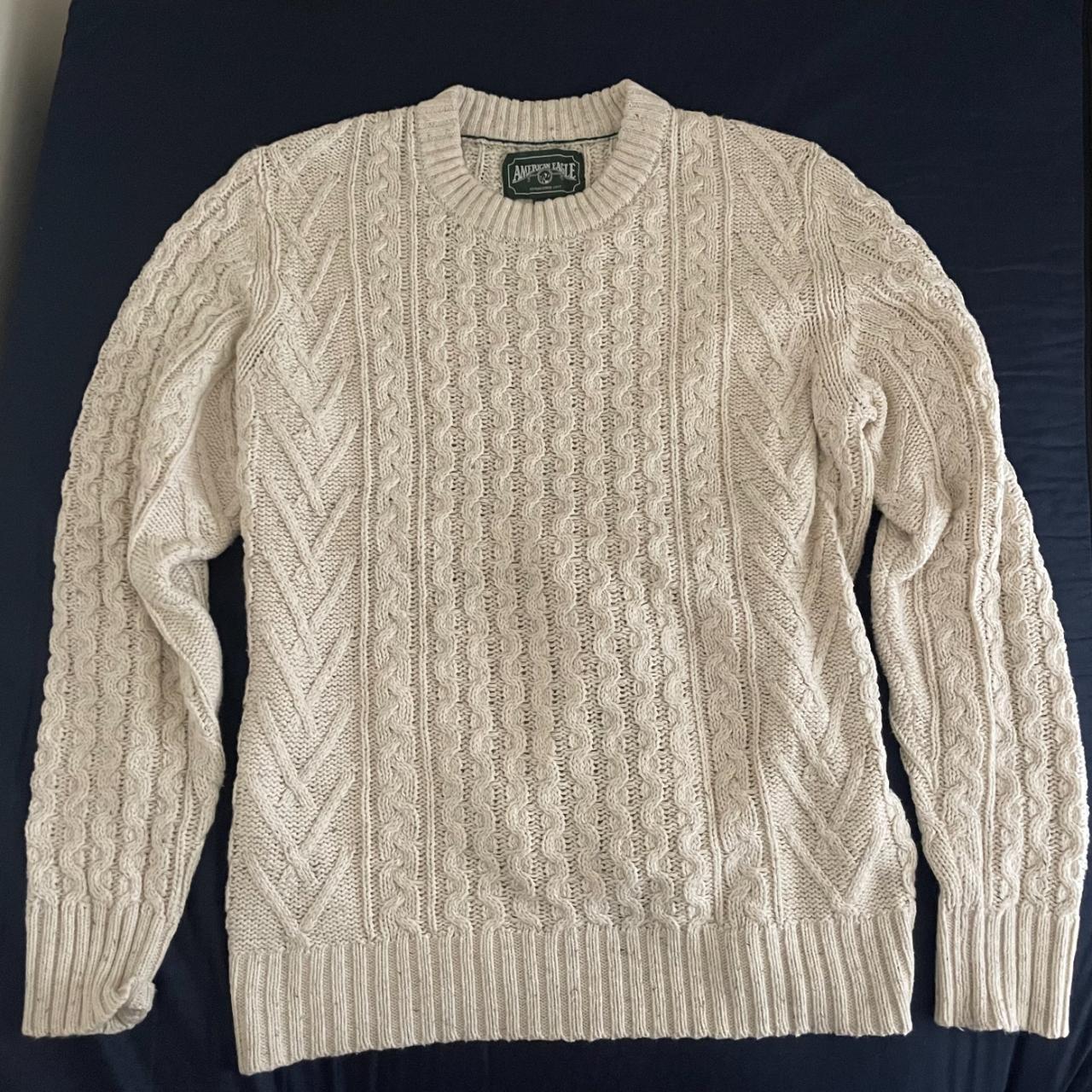 Large American Eagle Men's Cable Knit Sweater,... - Depop