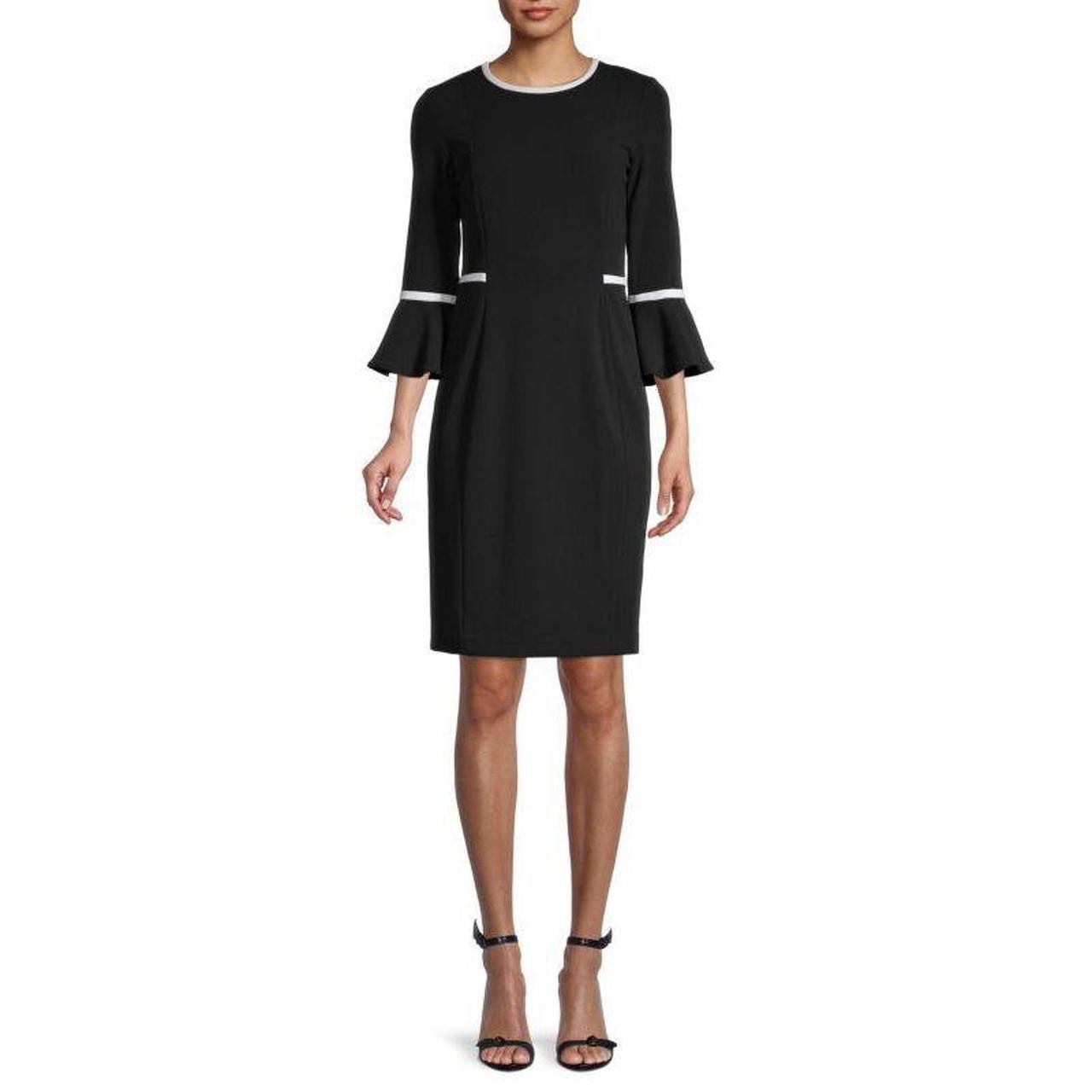 Calvin klein black outlet dress with white trim