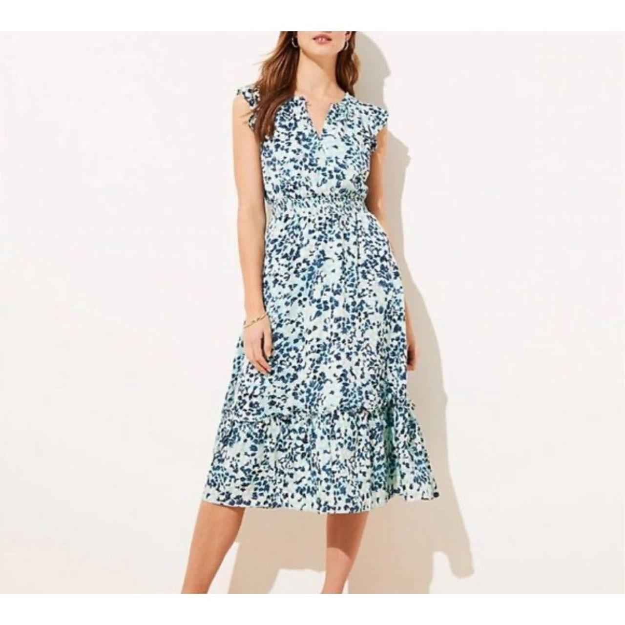 Loft blue cheap floral dress