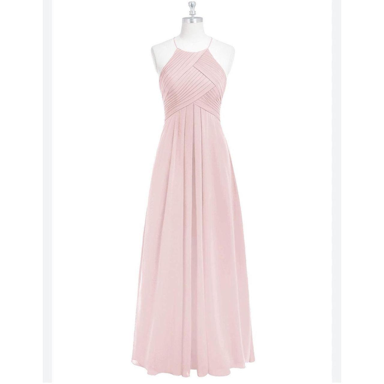 Azazie blushing pink sleeveless halter gown size... - Depop