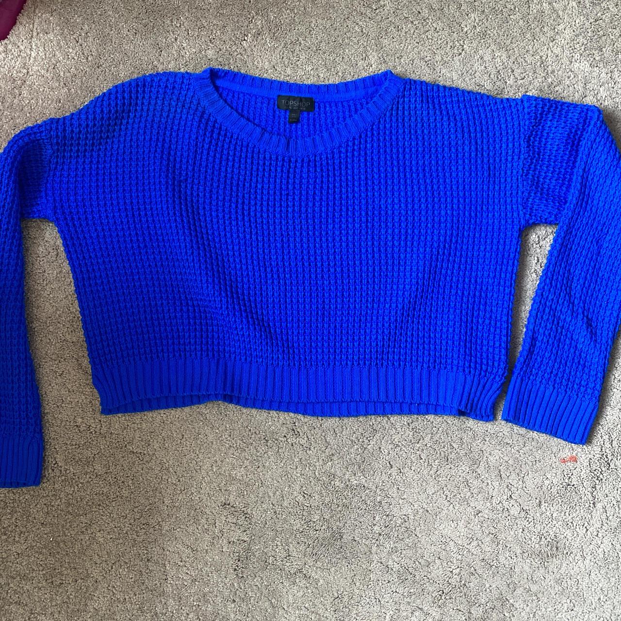 Topshop electric blue knit cropped sweater Depop